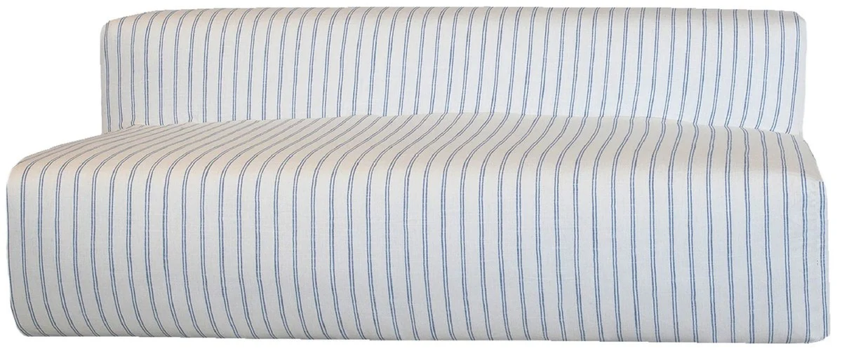 Luxury living room sofa with stripes white / blue 200 cm