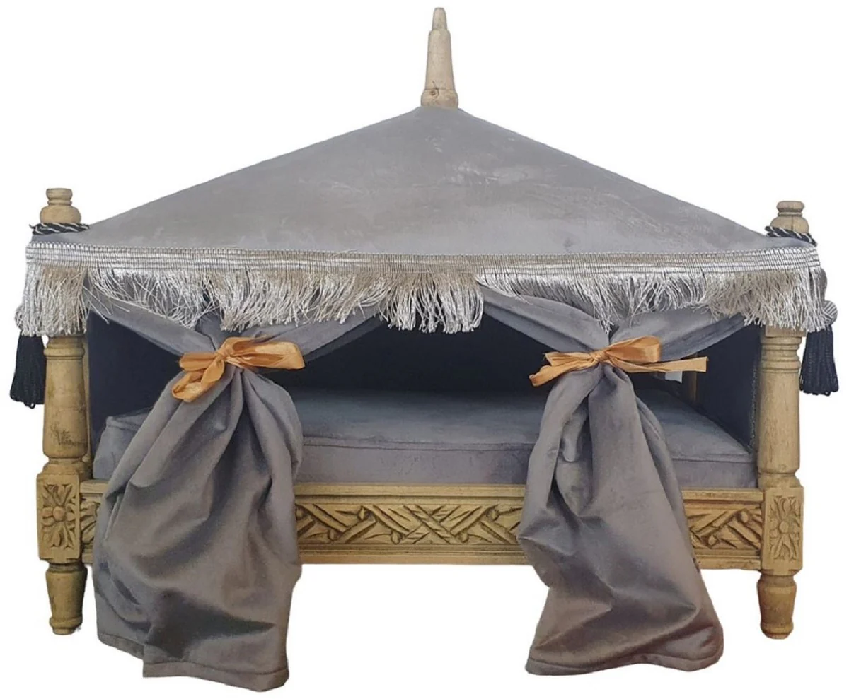 Baroque dog bed gray / natural colors - handmade antique style dog bed - magnificent dog furniture in baroque style - antique style animal furniture - baroque animal furniture