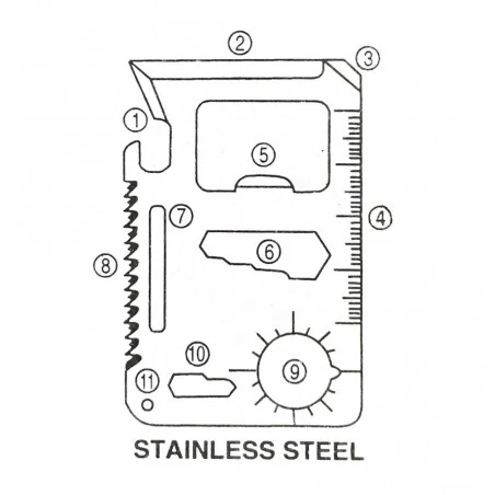 Herramienta multiusos WALLET SURVIVAL MULTITOOL acero inox