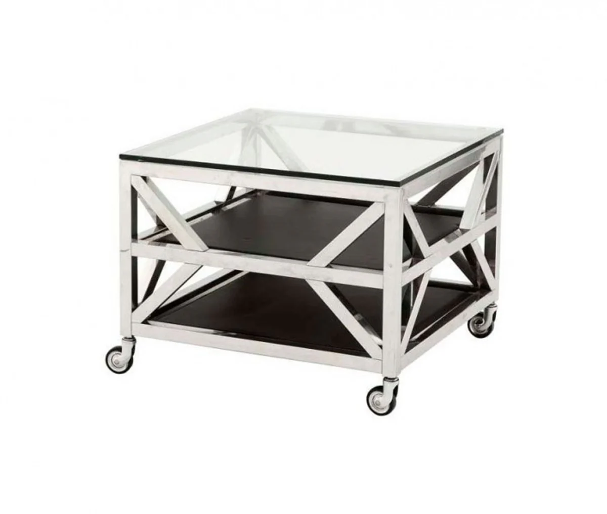Luxury Art Deco designer side table with glass top 65 x 65 x H. 50 cm - Luxury Collection