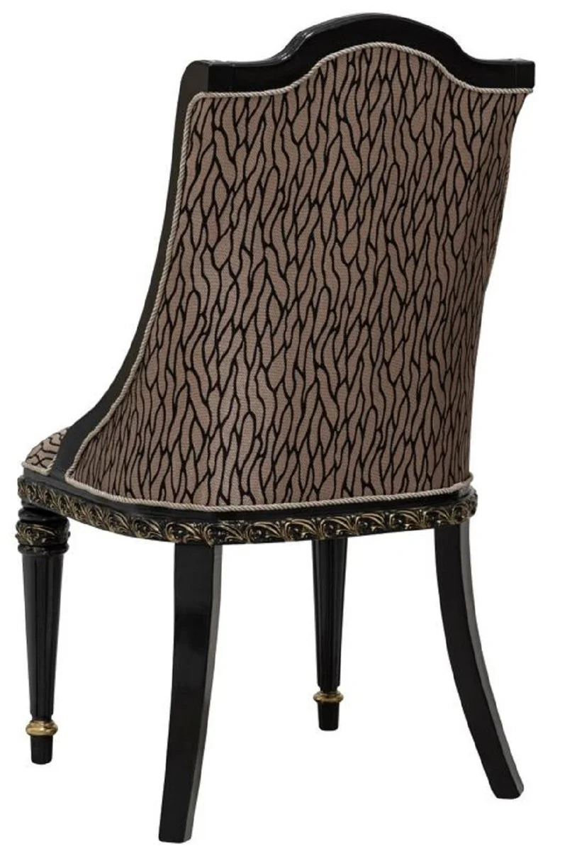 Luxury Baroque Dining Room Chair Set of 8 Silver Pattern / Black / Gold - Magnificent Baroque Style Kitchen Chairs - Luxury Baroque Style Dining Room Furniture - Baroque Dining Room Furniture - Baroque Style Furniture