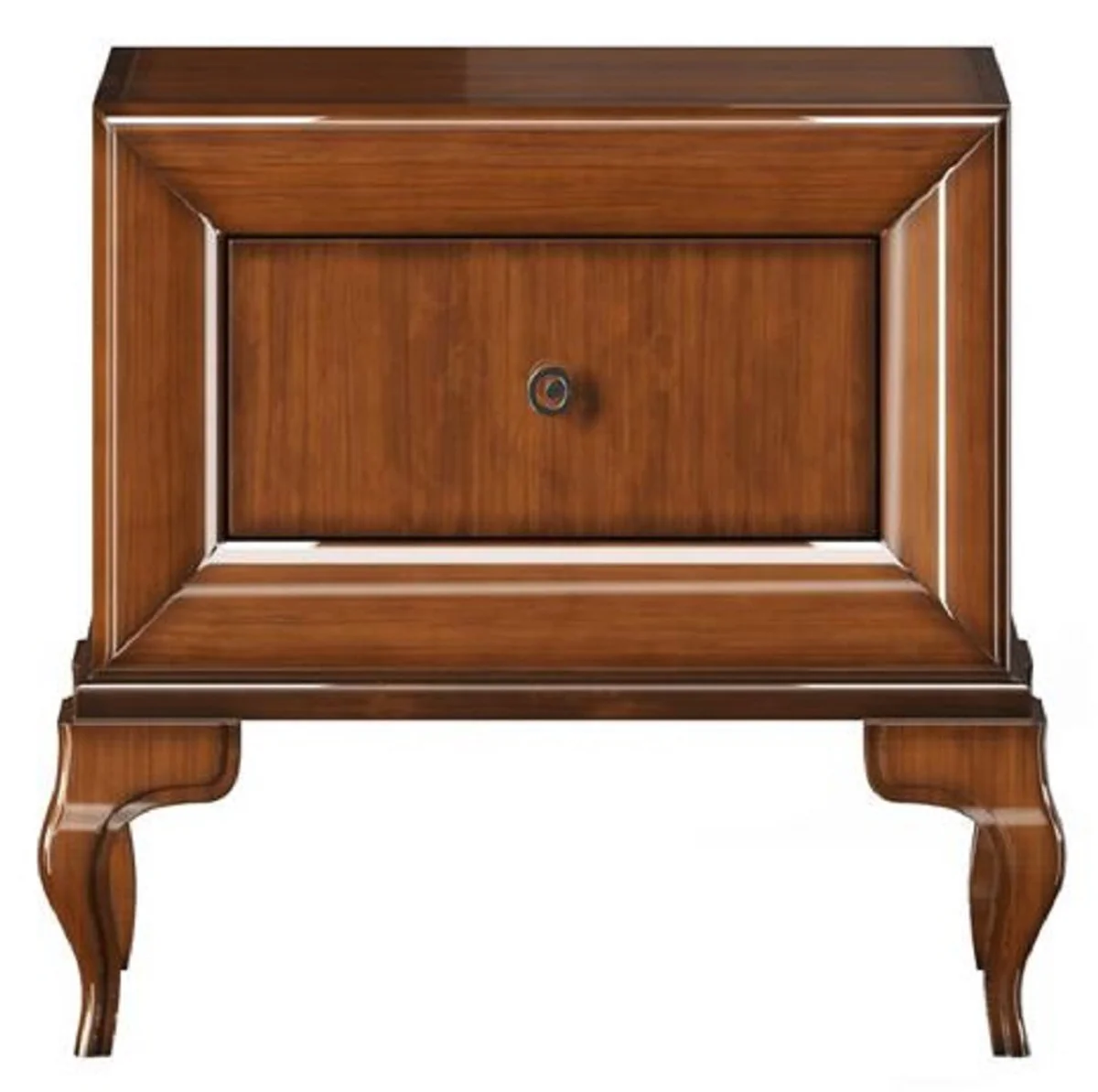 Luxury Art Deco bedside table high gloss brown 70 x 42 x H. 65 cm - Solid wood side table with drawer - Luxury bedroom furniture - Luxury Art Deco furniture