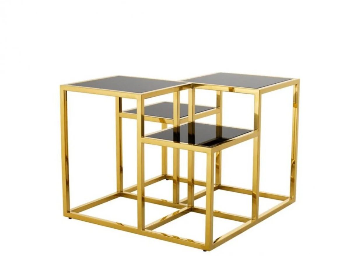 Luxury Art Deco designer side table gold with black glass - luxury collection