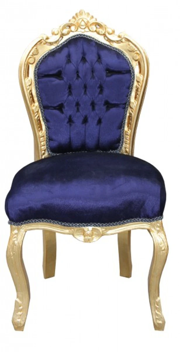 Baroque dining room chair royal blue / gold without armrests Mod2