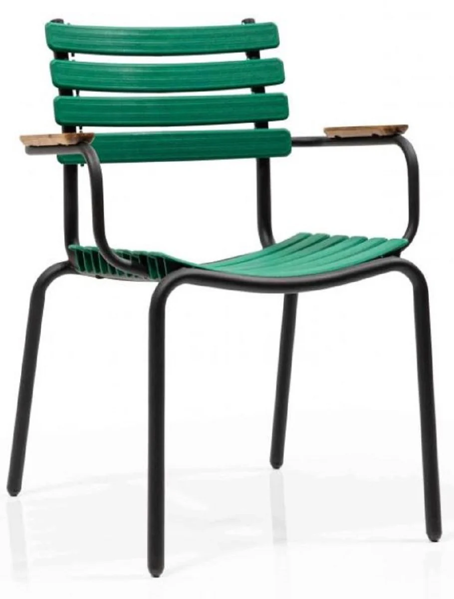 Luxury garden chair set green / brown / black 50 x 45 x H. 79 cm - Modern garden chairs with armrests - Garden & catering furniture