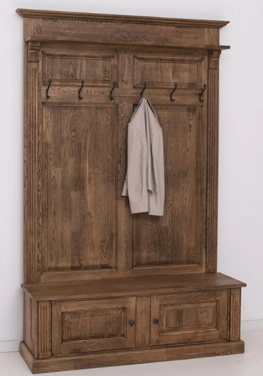 Country house style solid wood wardrobe dark brown 140 x 41 x H. 210 cm - wall wardrobe - hallway cabinet - hallway furniture - wardrobe furniture - country house style furniture
