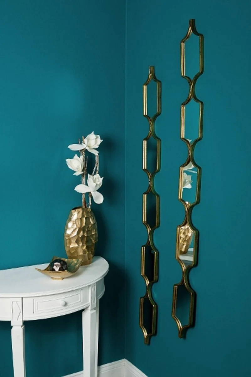 Designer Metall Spiegel Set Gold 148 cm - Luxus Wandspiegel 2er Set