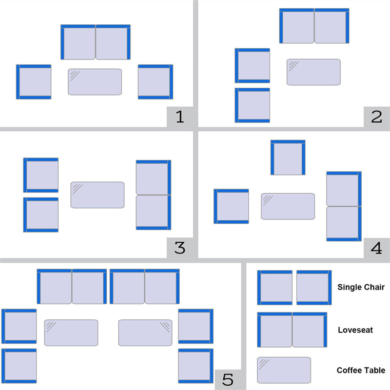 4 Pcs Outdoor Rattan Patio Conversation Set Wicker Furniture Set with Coffee Table and Cushion Sofas