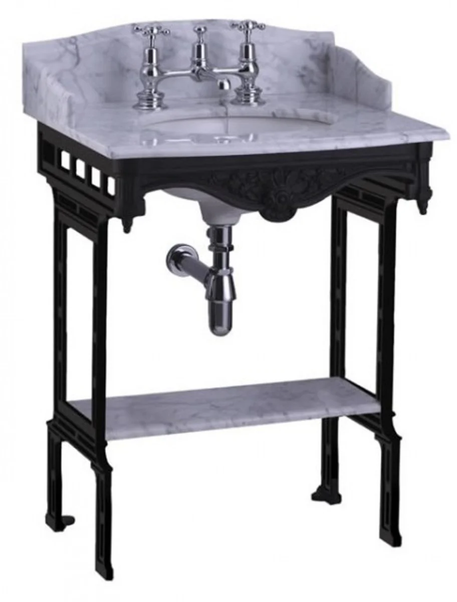 Luxury Art Nouveau standing washbasin white / black with marble top with splash guard at the back, side and shelf baroque washbasin baroque style antique style