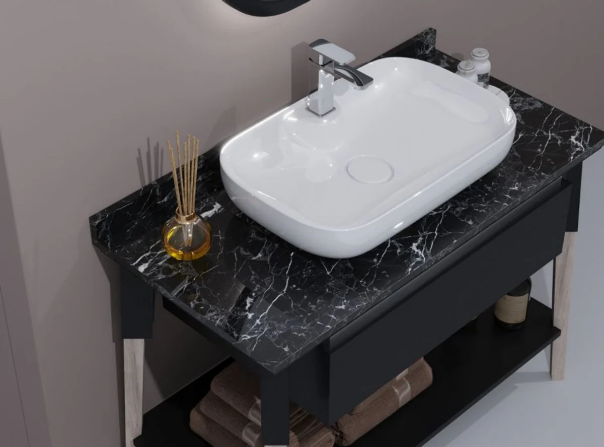 Luxury bathroom set black with marble top - hotel bathroom furnishings