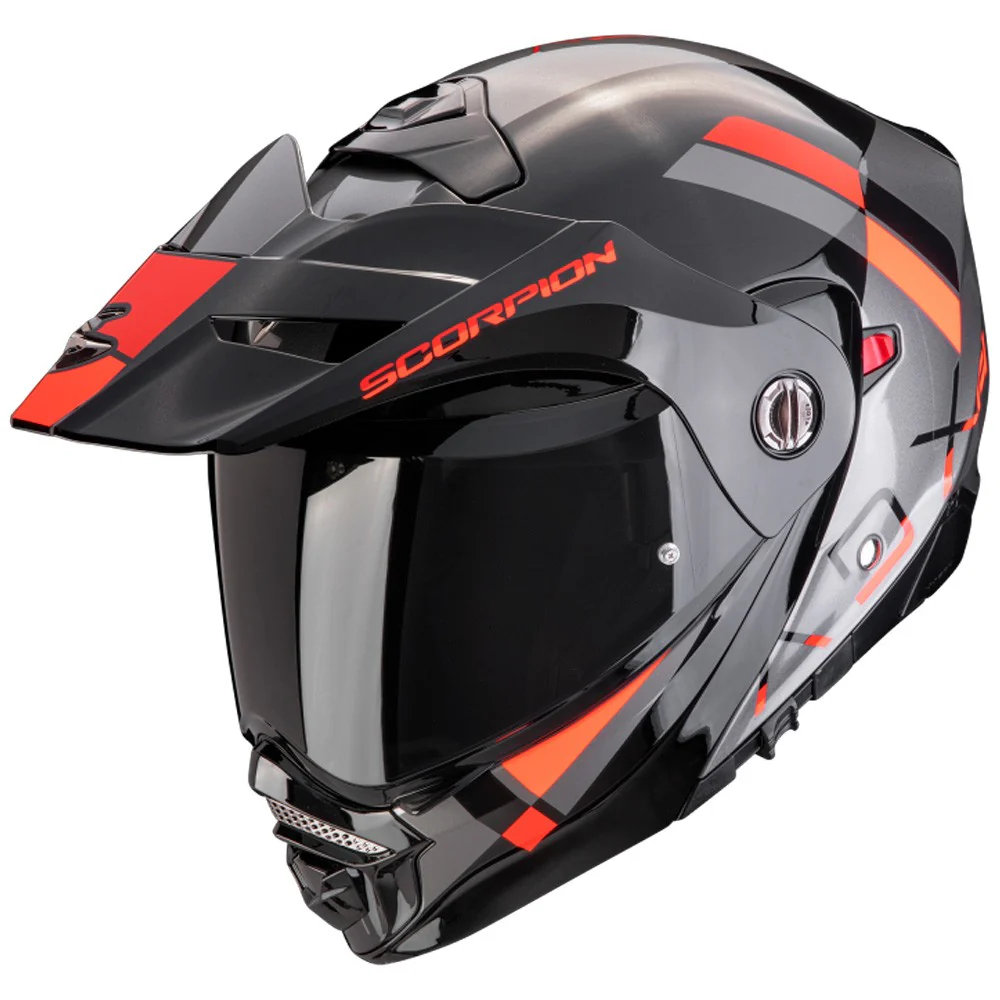CASCO TRAIL MODULAR SCORPION ADX2 GALANE PLATA / NEGRO / ROJO