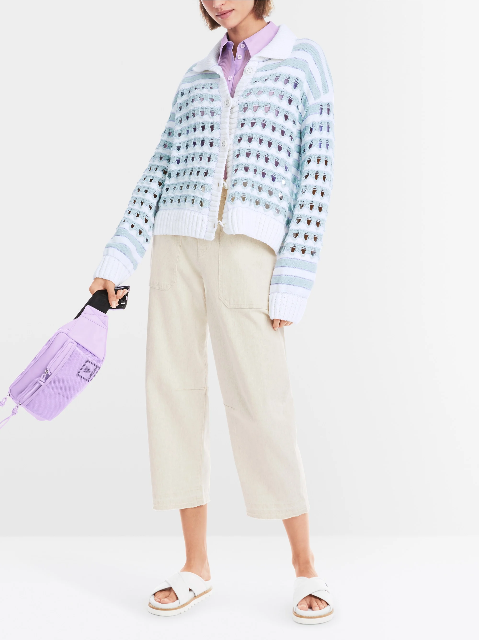 In Deutschland gestrickter Ajour-Cardigan von Marc-Cain