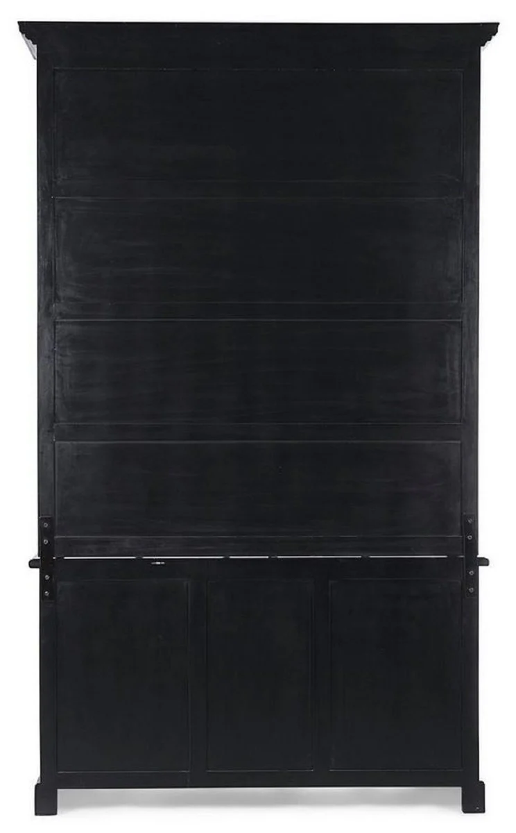 Country house style cabinet with ladder antique black 143.5 x 40.6 x H. 233.7 cm - bookcase - shelf cabinet - living room cabinet - office cabinet - country house style furniture