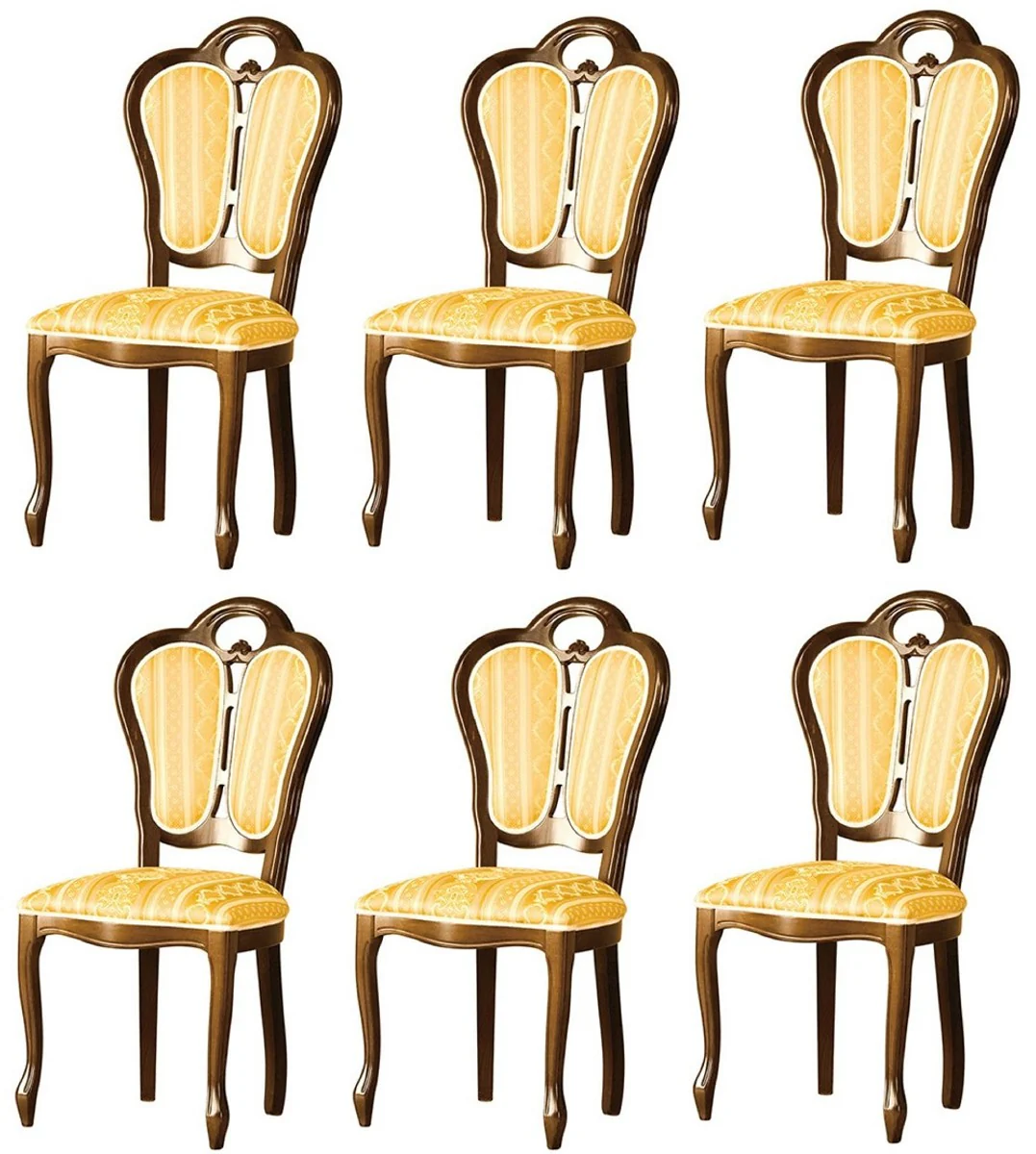 Luxury Baroque dining room set brown / white / gold 48 x 43 x H. 104.5 cm - 6 dining room chairs - Baroque dining room furniture