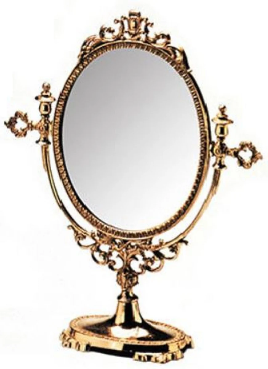 Luxury baroque brass make-up mirror gold 20 x H. 40 cm - table mirror - cosmetic mirror - baroque decorative accessories