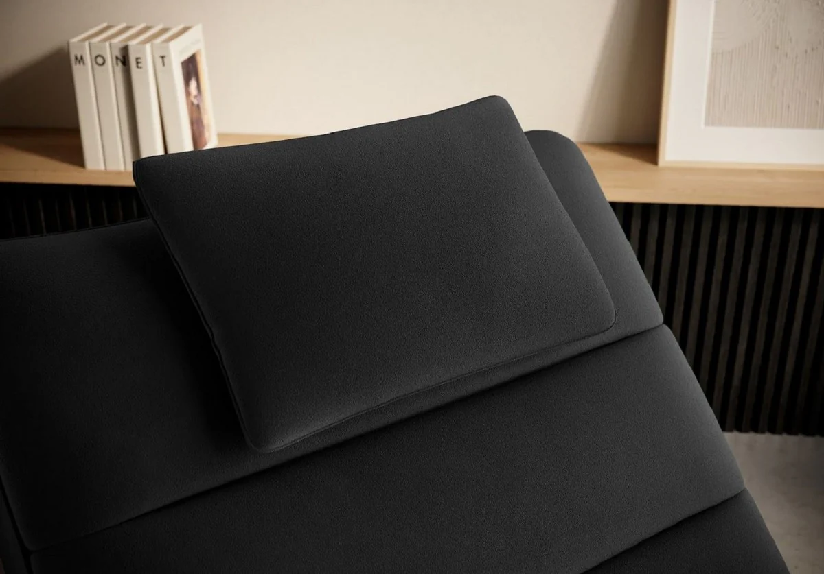 Luxury chaise longue with pillows black 85 x 170 x H. 92 cm - living room lounger - lounger - lounger - living room furniture - luxury furniture