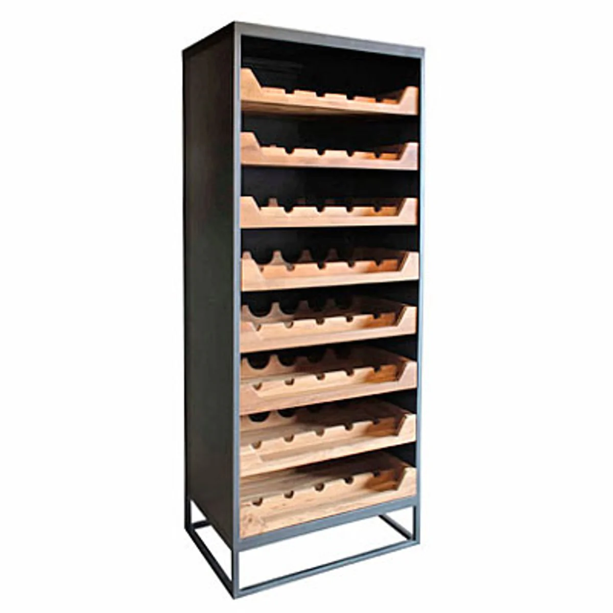 Industrial look wine cabinet 67x45x183cm metal / wood - wine rack
