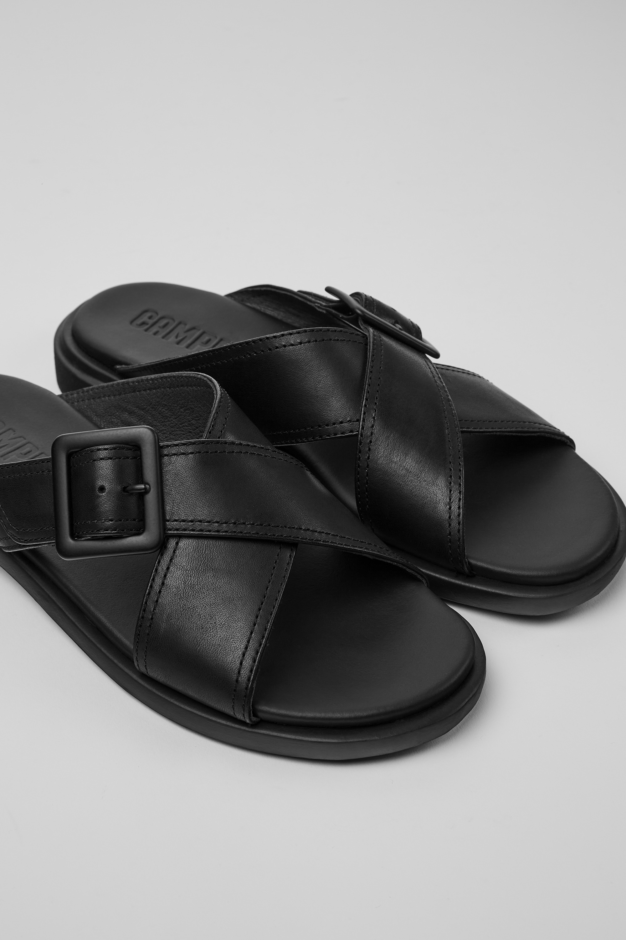 Edy - Schwarze Leder Sandalen für Damen