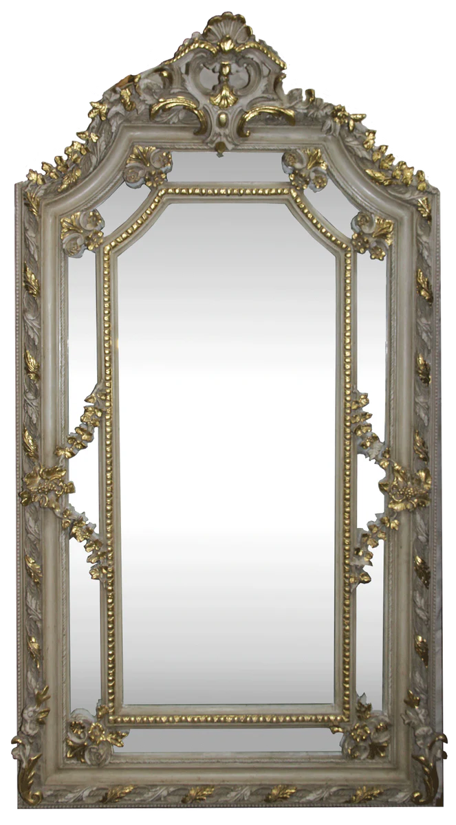 Baroque wall mirror cream antique style / gold 115 x H. 215 cm - Magnificent baroque mirror with beautiful decorations - furniture in the baroque style
