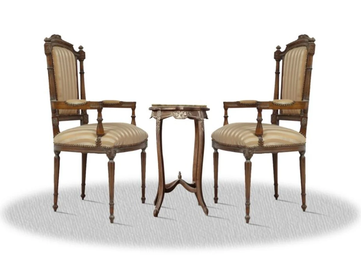 Baroque living room chair set with side table - Baroque furniture