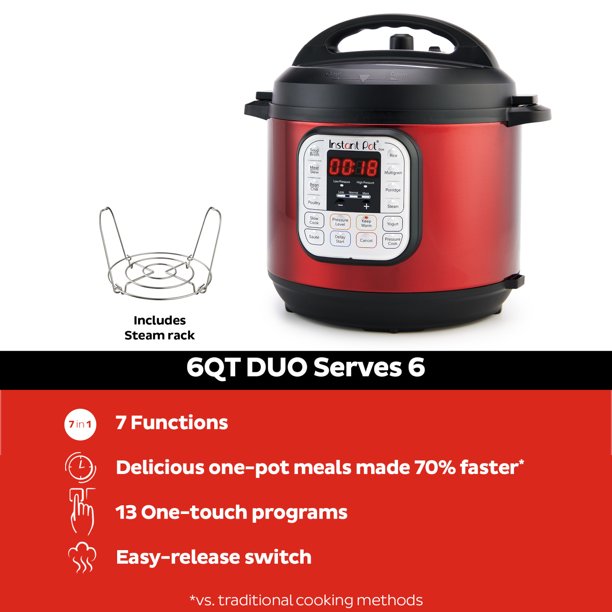 Duo 6 Quart Multi-Cooker: Roter Edelstahl