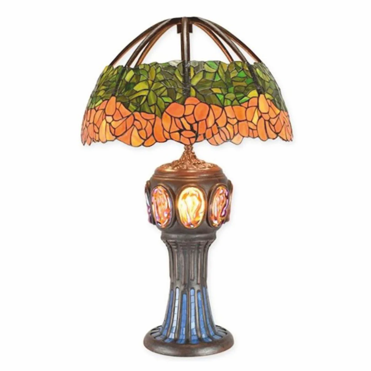 Luxury Tiffany table lamp green / orange H. 79.5 cm - Tiffany lights