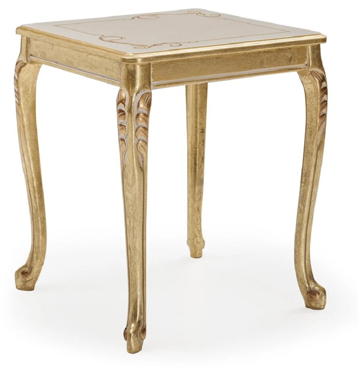 Luxury Baroque side table gold / cream / white - Square solid wood table in baroque style - Luxury living room furniture in baroque style - Baroque furniture - Noble & magnificent