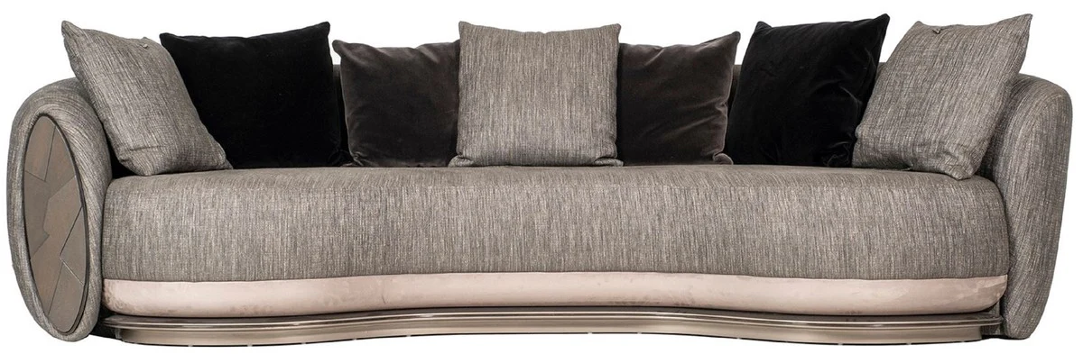Luxus Sofa Schwarz / Grau / Dunkelbraun / Bronze 300 x 130 x H. 76 cm - Wohnzimmer Sofa - Hotel Sofa - Wohnzimmer Möbel - Hotel Möbel - Luxus Möbel - Luxus Kollektion