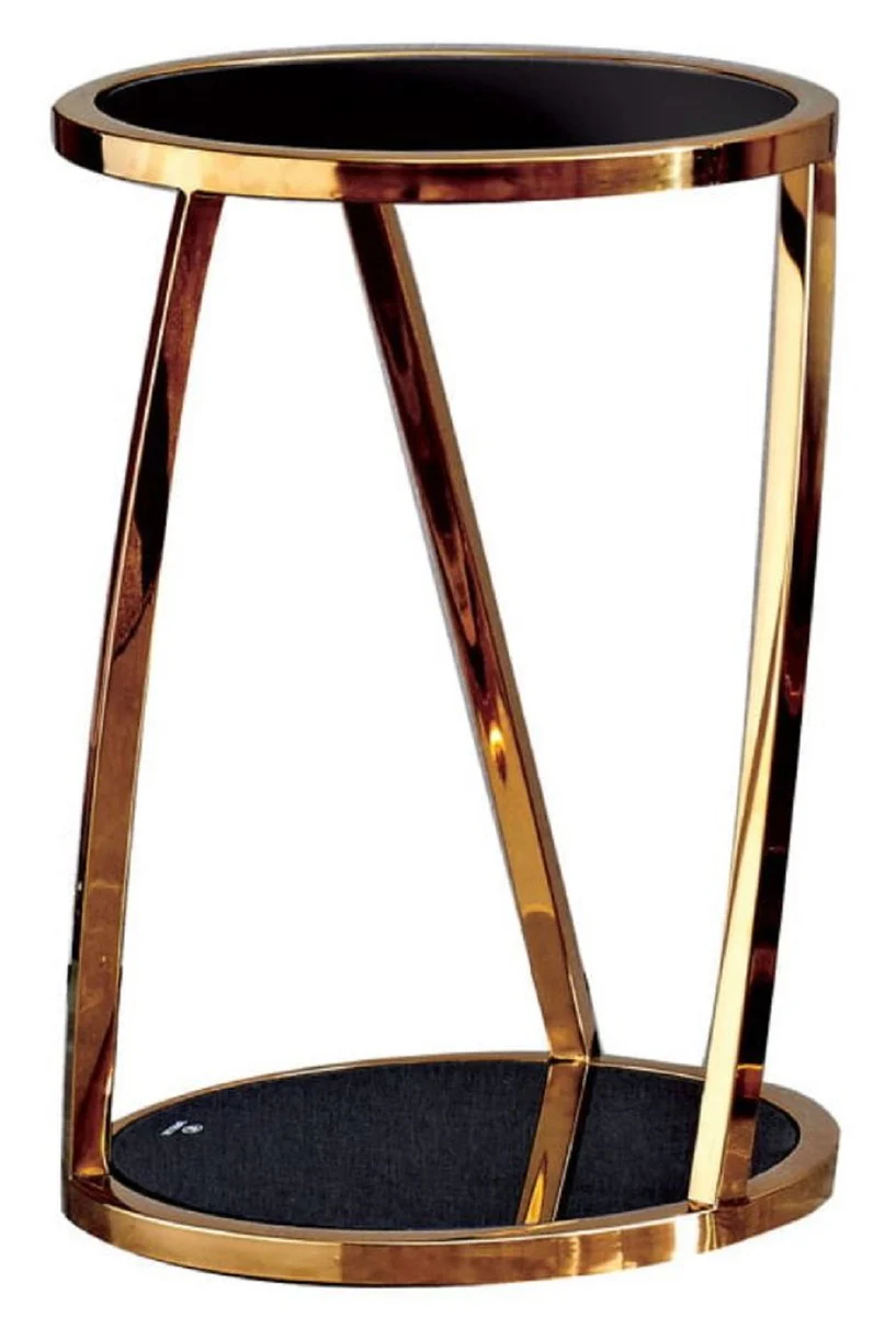 Luxury side table gold / black Ø 35 x H. 50 cm - Round stainless steel flower table with tinted glass tops - Living room furniture - Luxury furniture