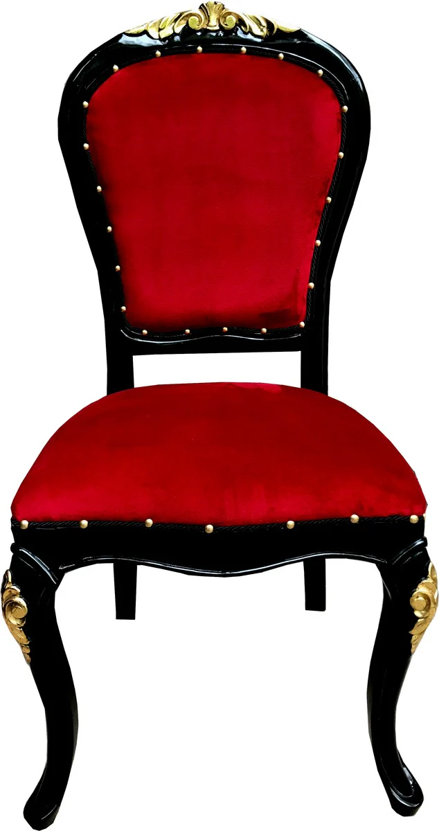 Baroque Luxury Dining Room Chair Bordeaux / Black / Gold - Luxury Hotel Furniture - Baroque Furniture