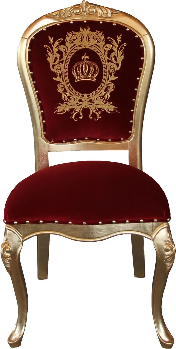Pompöös by Luxury Baroque Dining Room Chair Bordeaux / Gold with Crown - Pompööser Baroque Chair designed by Harald Glööckler