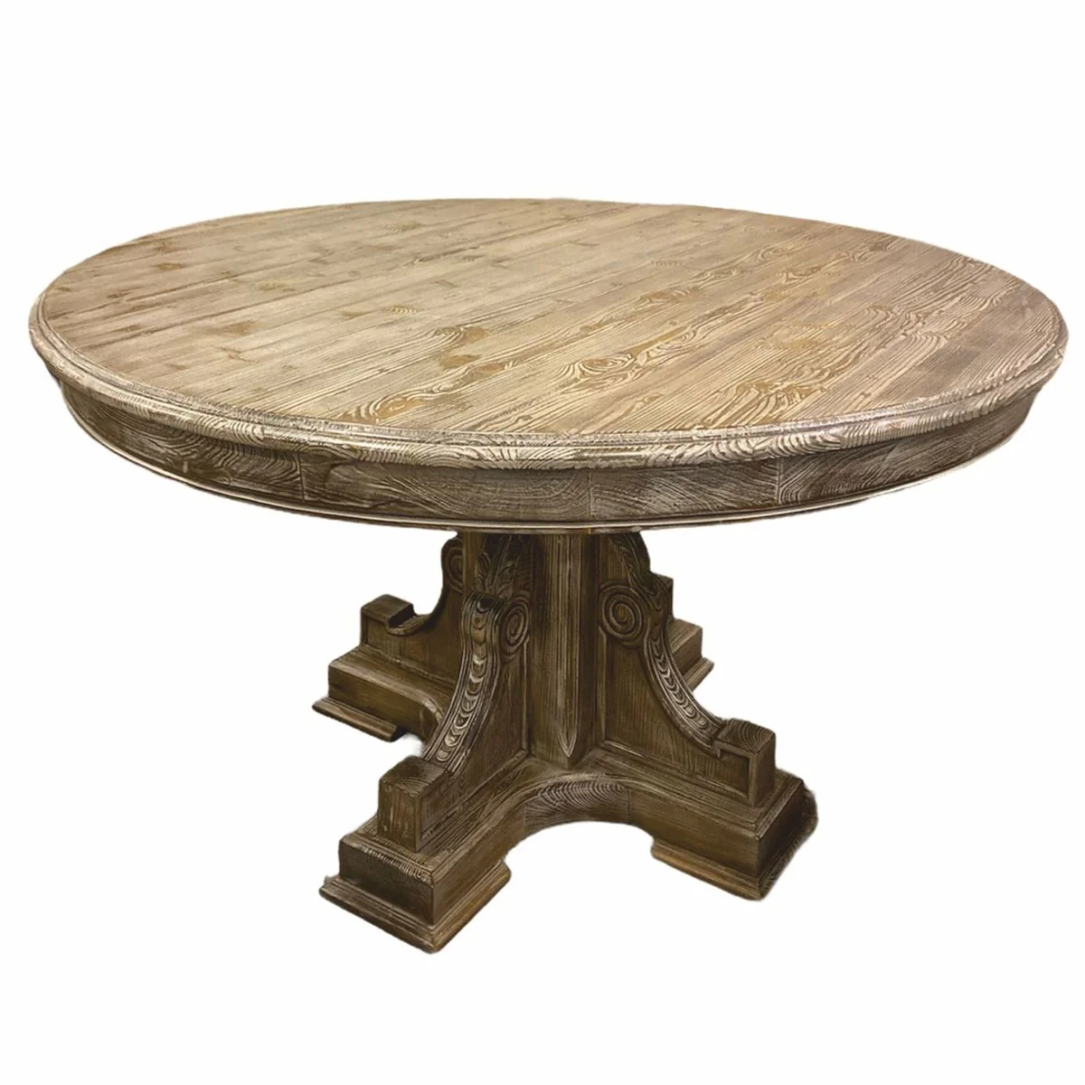 Luxury country house style dining table natural color / brown Ø 140 cm - dining room furniture