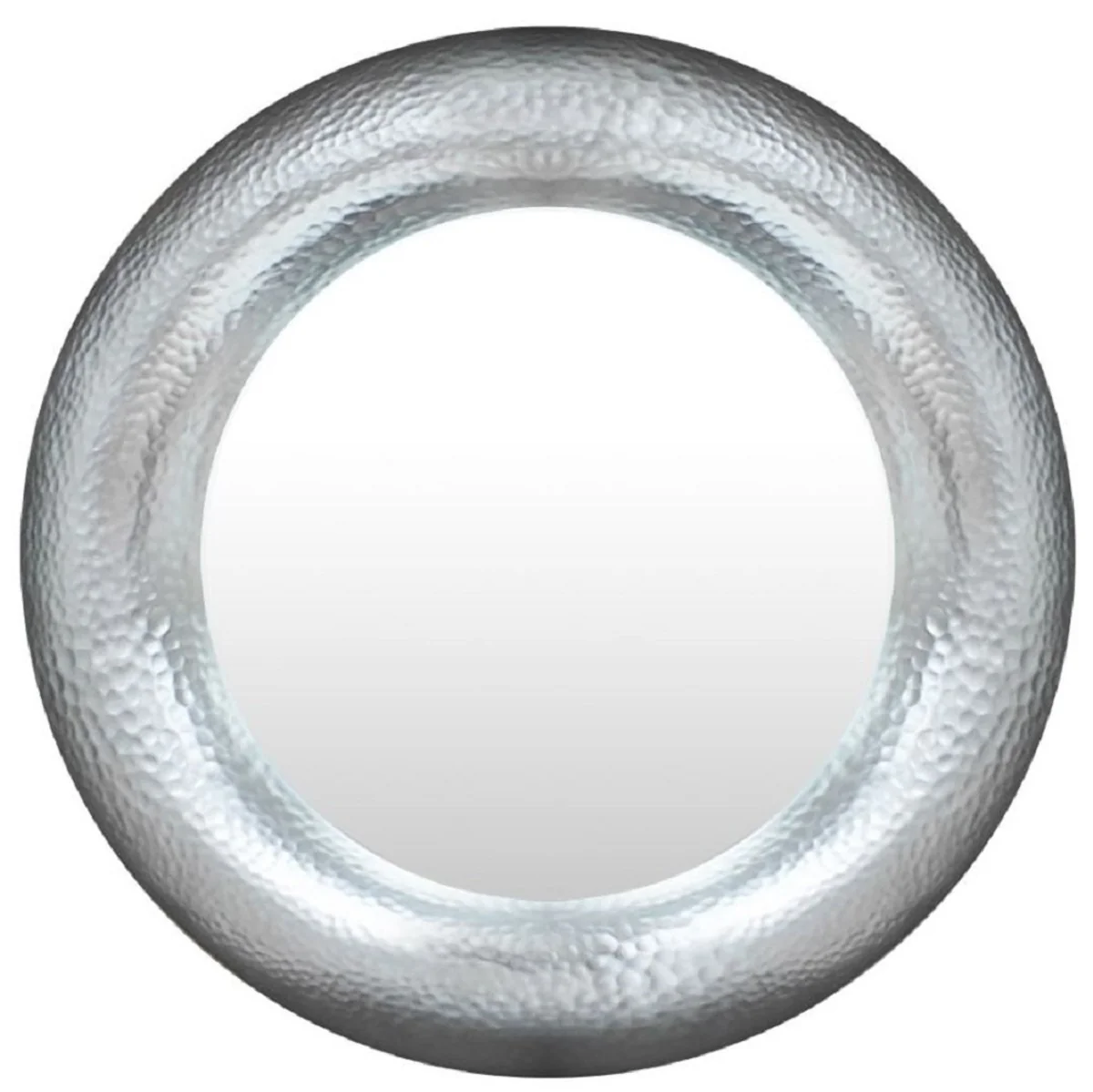 Luxury mirror silver Ø 120 cm - Round fiberglass wall mirror - Living room mirror - Cloakroom mirror - Luxury collection