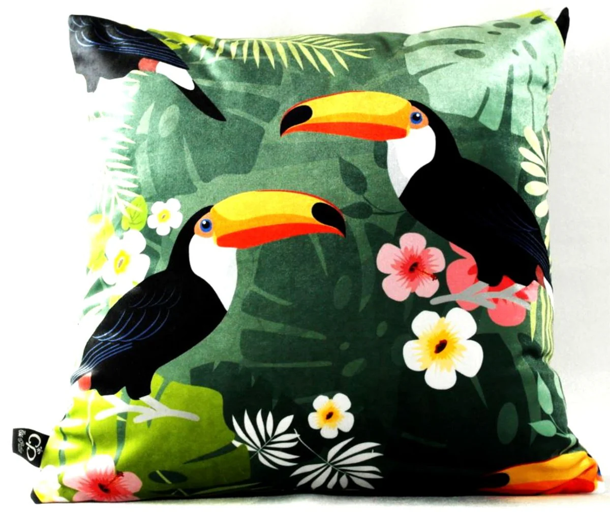 Luxus Deko Kissen Hawaii Tropical Mehrfarbig 45 x 45 cm - Feinster Samtstoff - Luxus Qualität
