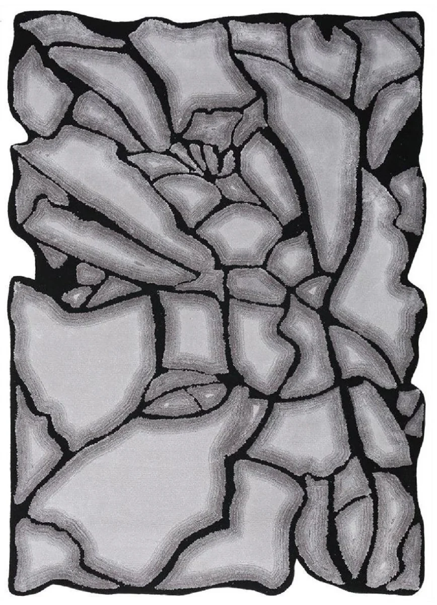 Luxury rug gray / black 160 x 230 cm - Rectangular living room rug - Modern bedroom rug - Luxury interior - Luxury quality