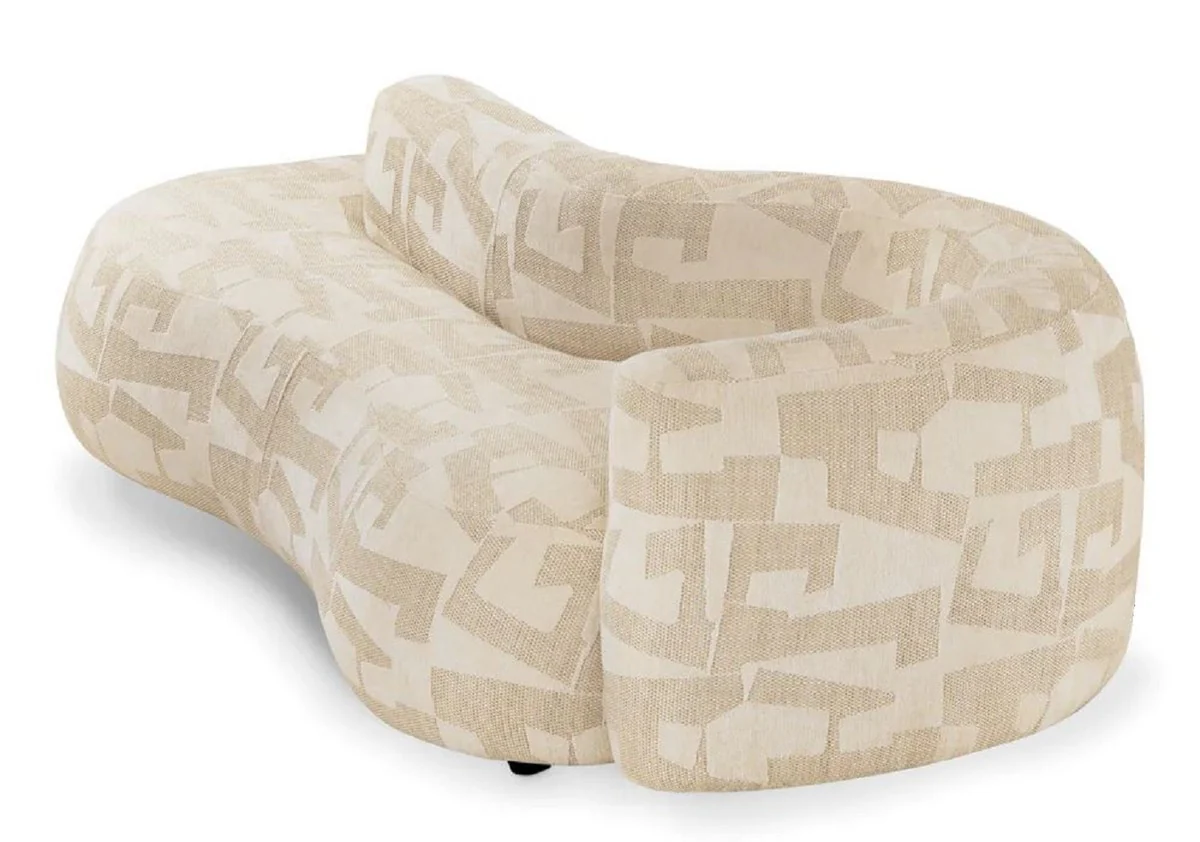 Luxus Sofa Sandfarben / Schwarz 223 cm - Wohnzimmer & Hotel Interior