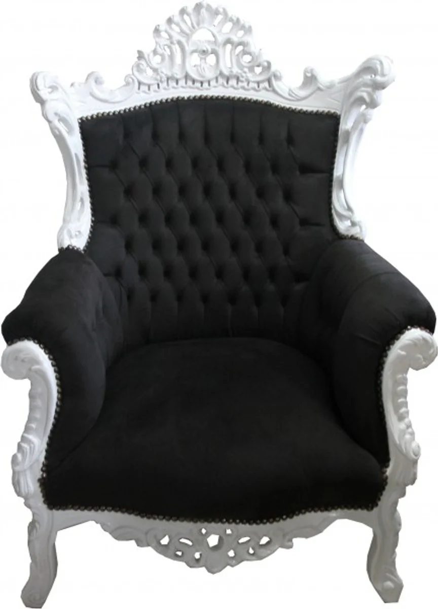 Baroque living room set Master black/white - 3-seater sofa + 2-seater sofa + 1 armchair