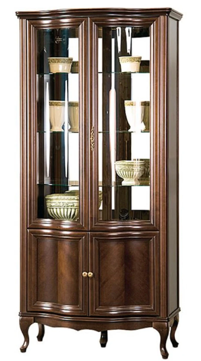 Luxury Art Nouveau display cabinet dark brown 96.5 x 52.5 x H. 206 cm - living room cabinet with 4 doors - living room furniture
