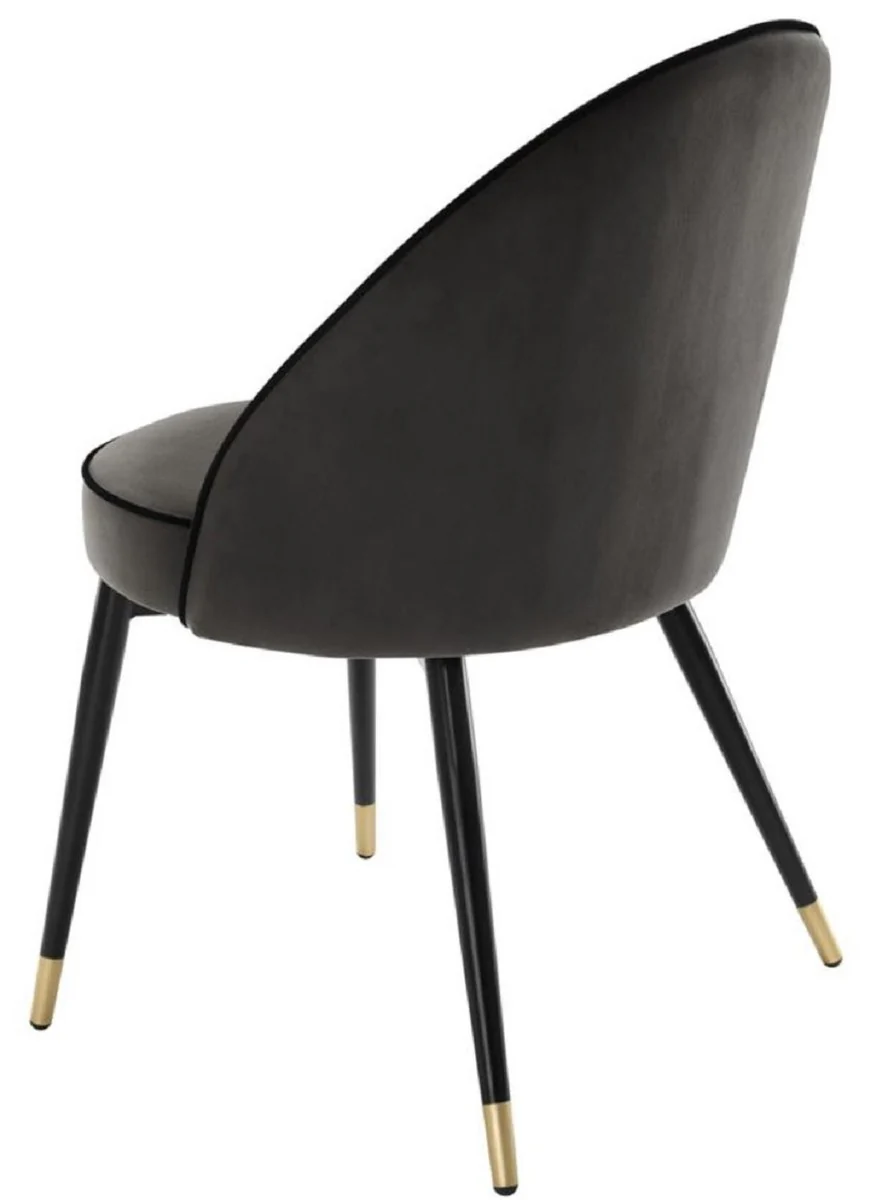 Luxury dining room chair set dark gray / black / brass 55 x 64 x H. 83 cm - Dining room furniture - Luxury collection