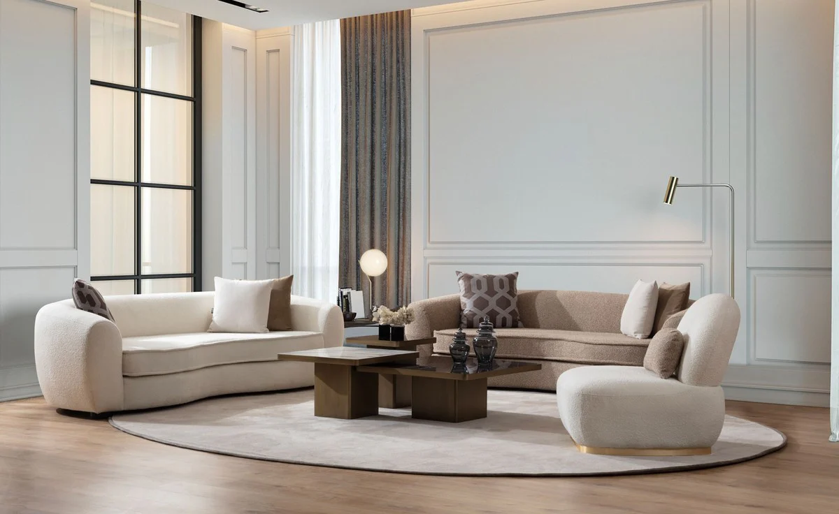 Luxury sofa white / black 250 x 106 x H. 72 cm - living room sofa - hotel sofa - living room furniture - living room furniture - hotel furniture - luxury furniture - luxury furniture