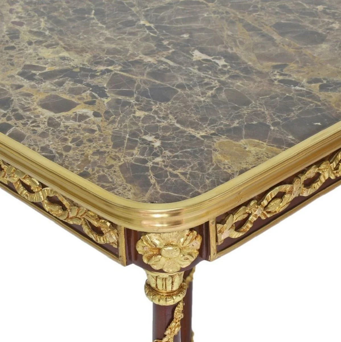 Baroque side table brown / gold / black 45 x 45 x H. 78 cm - handmade solid wood table in baroque style - baroque living room furniture