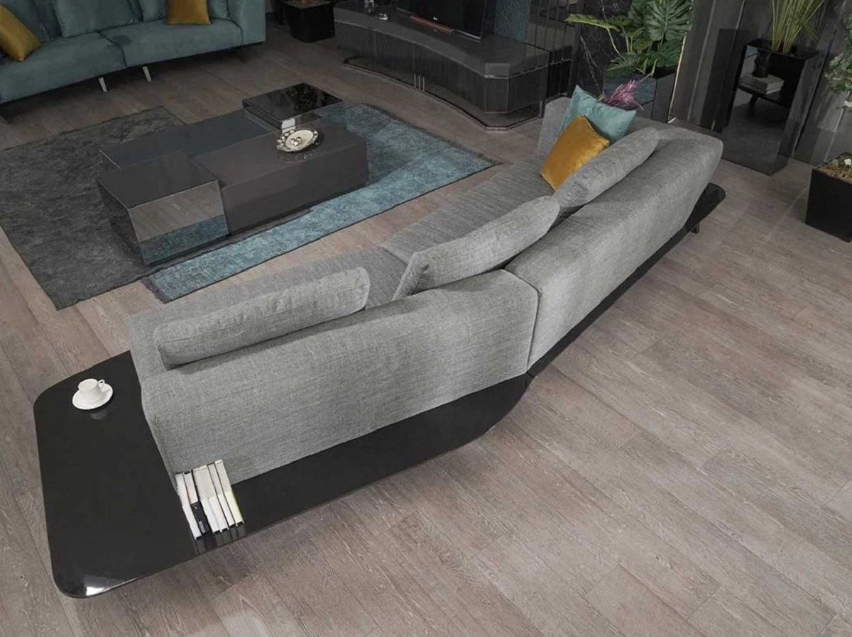 Luxus Sofa Grau / Schwarz 357 x 120 x H. 65 cm - Gebogenes Wohnzimmer Sofa - Hotel Sofa - Wohnzimmer Möbel - Hotel Möbel - Luxus Möbel - Luxus Einrichtung