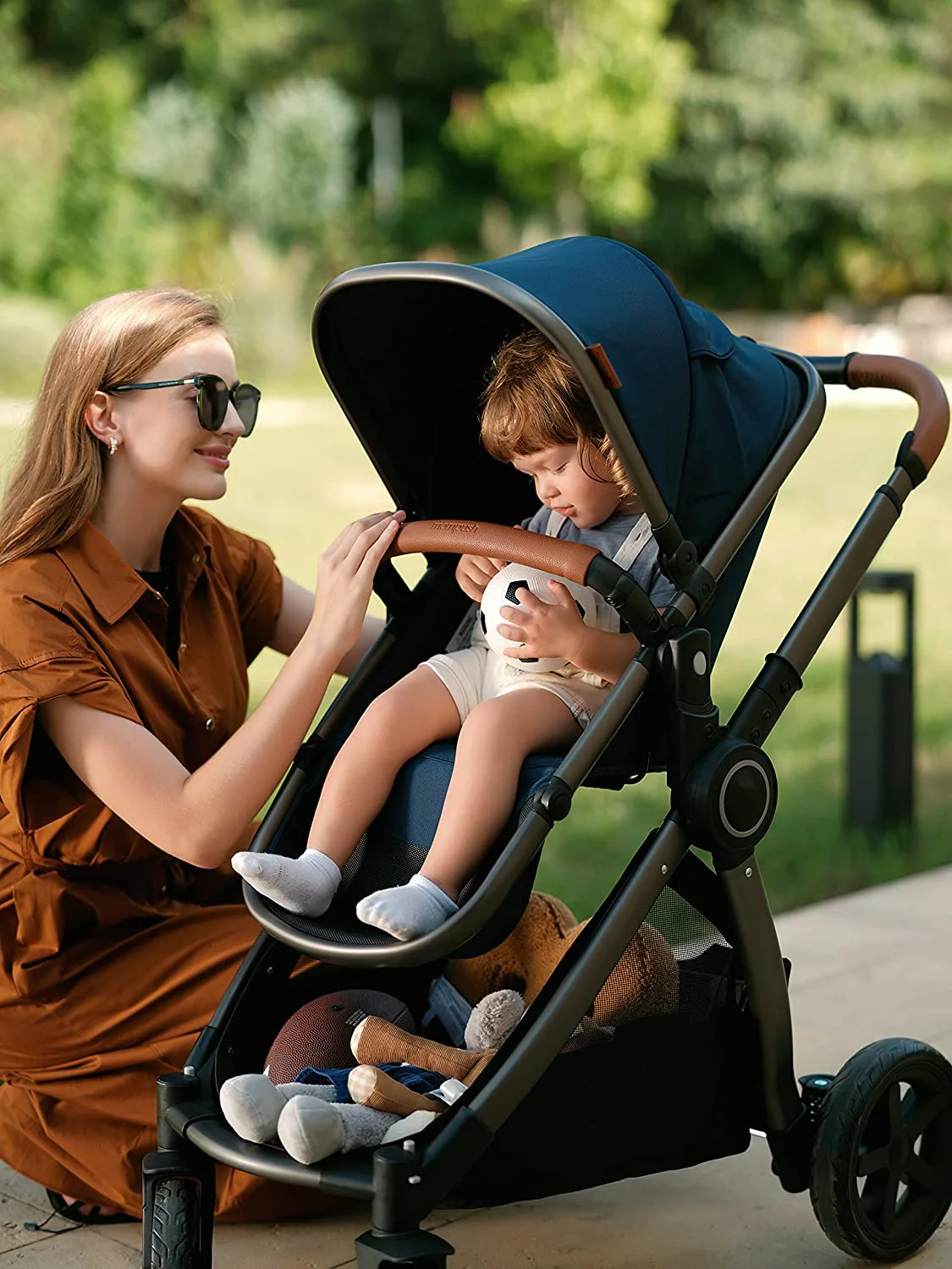 Kinderwagen mit abnehmbarem Stubenwagen – Kinderwagen in voller Größe für bequeme Ausflüge mit dem Baby – Kleinkind-Kinderwagen mit umkehrbarem Kinderwagensitz – Kinderwagen mit leichtgängigem Stubenwagen