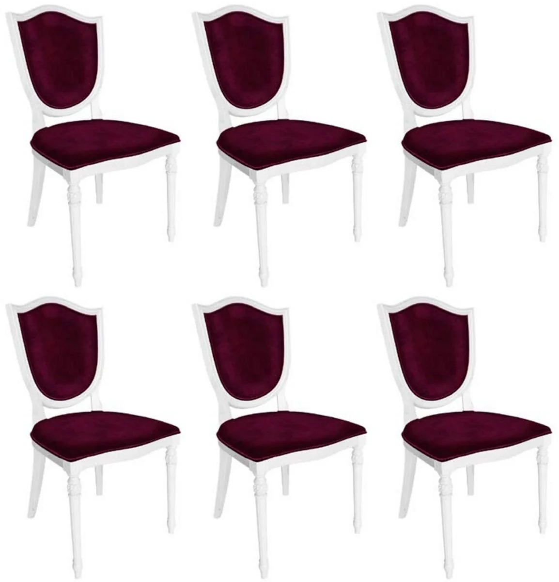 Art Deco Dining Chair Set Purple / White - 6 Handcrafted Art Deco Kitchen Chairs - Art Deco Dining Room Furniture