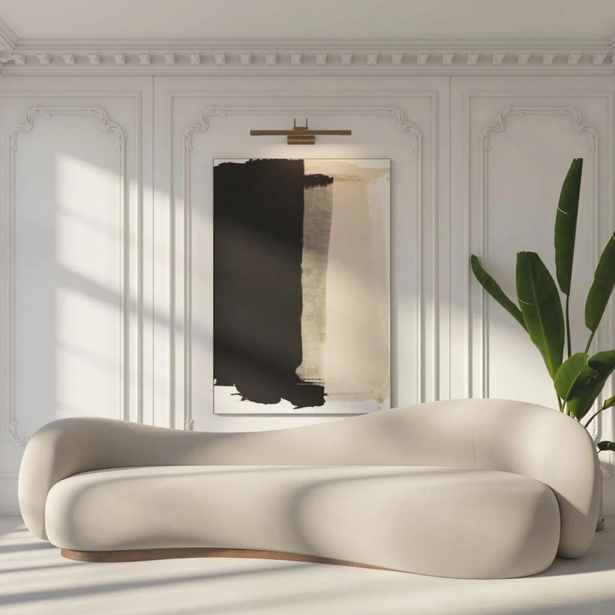 Luxury Velvet Sofa Gray / Brown 280 cm - Living Room & Hotel Furniture