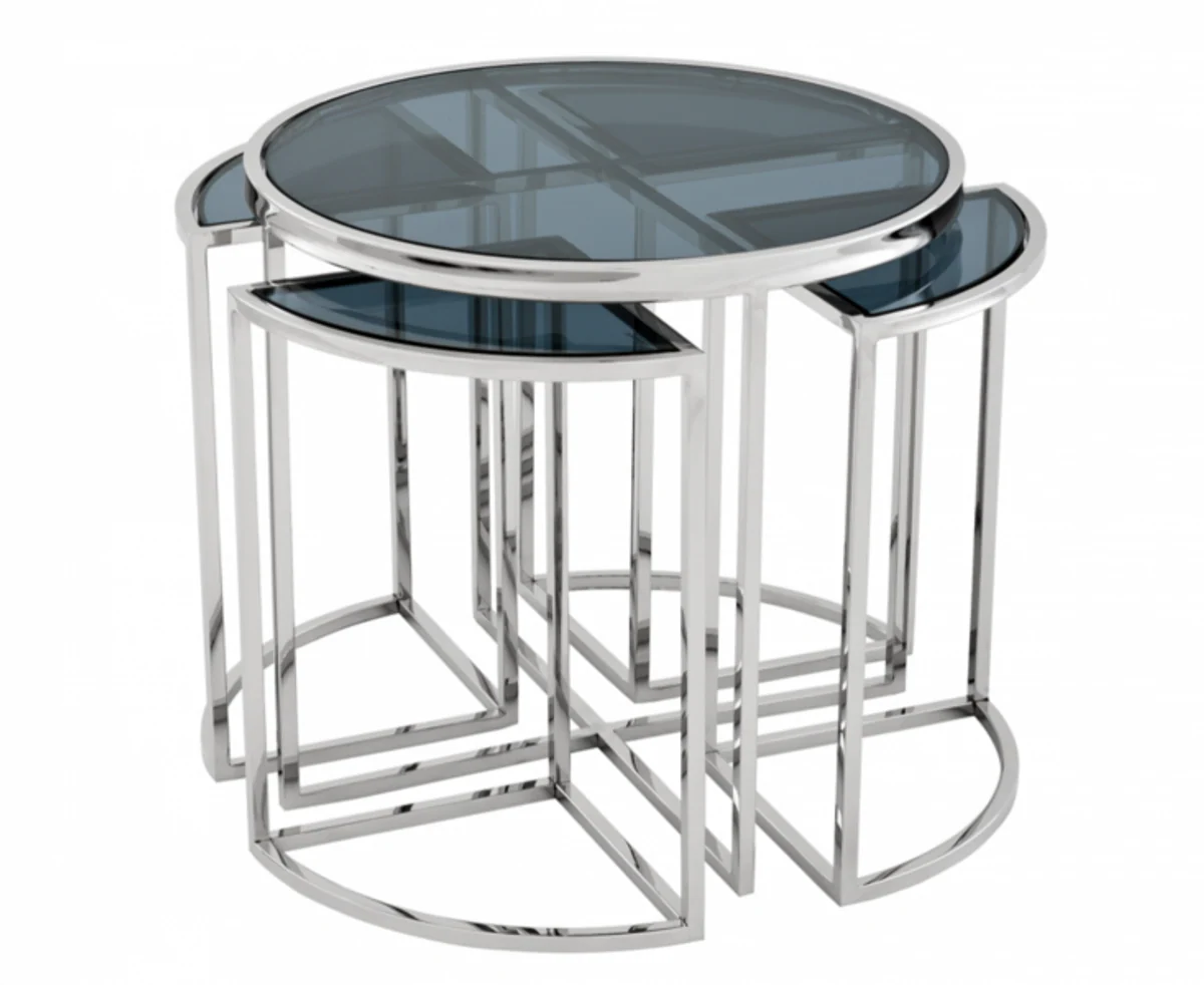 Luxury Art Deco designer side table set of 5 with smoked glass - luxury quality