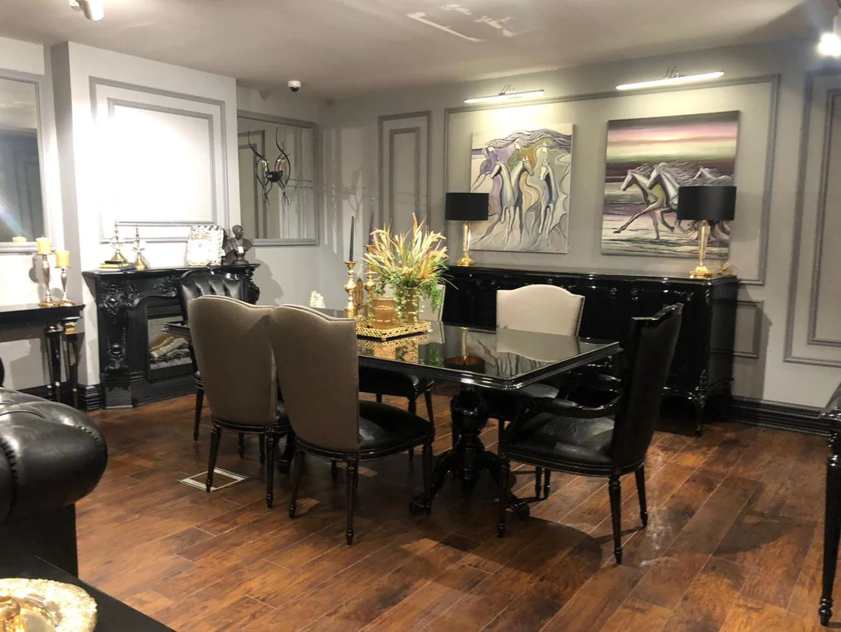 Luxury Baroque Dining Room Chair Set Gold / Black - Kitchen Chairs Set of 6 - Baroque Dining Room Furniture - Noble & Magnificent