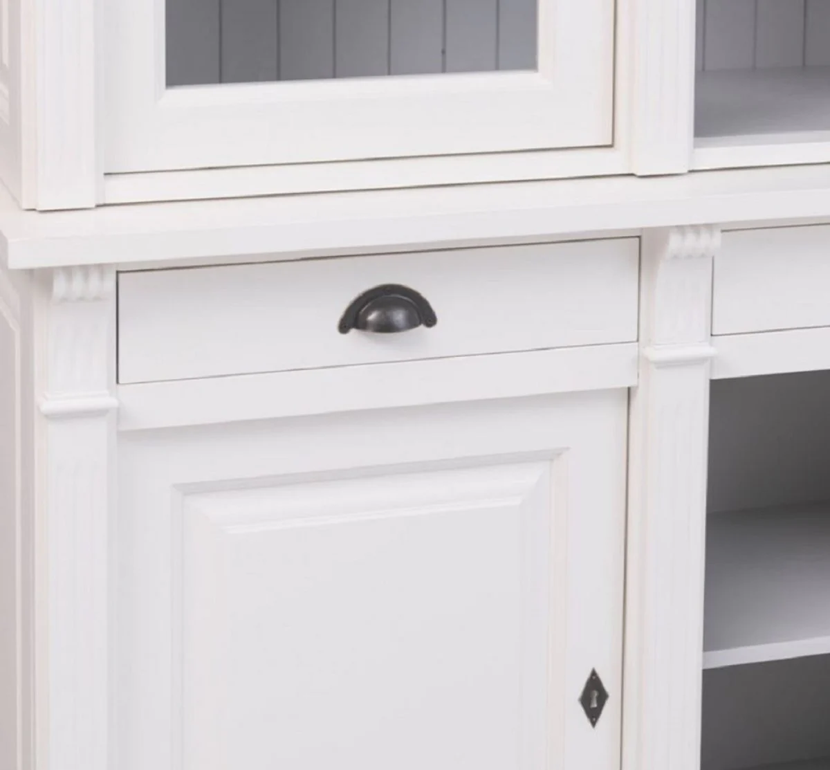 Country house style bookcase white / gray 183 x 51 x H. 240 cm - solid wood cabinet - shelf cabinet - living room cabinet - office cabinet - country house style furniture