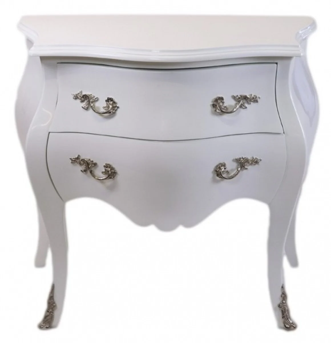 Baroque chest of drawers 80 cm white high gloss