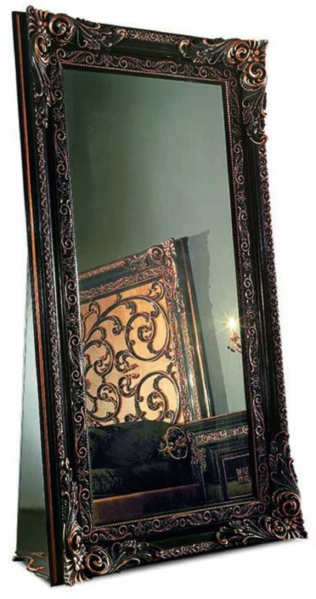 Luxury baroque standing mirror black 118 x H. 214 cm - Made in Italy